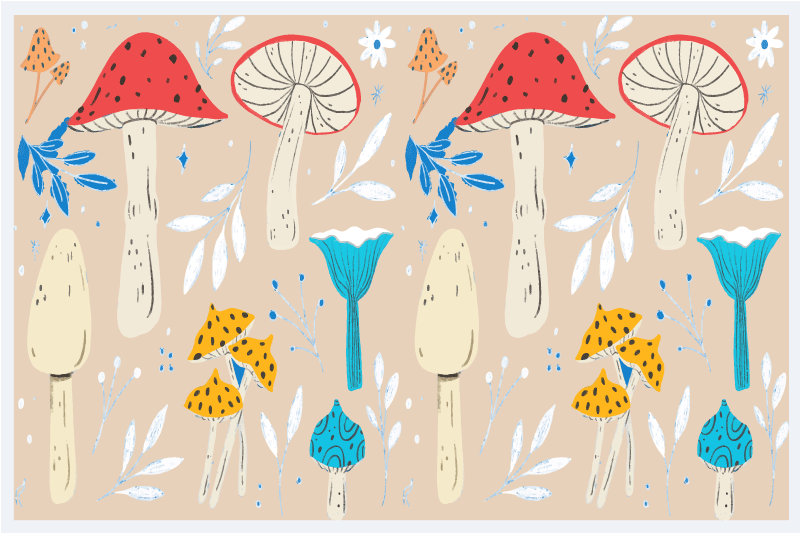 Tischsets originell mit verspieltem pilzmuster - TenStickers
