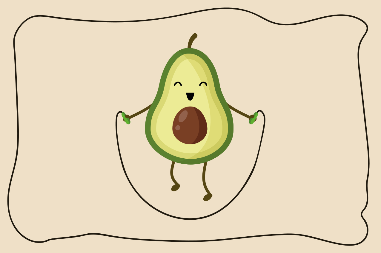 Tischset Kinder Lustige avocado, die ein seil springt - TenStickers