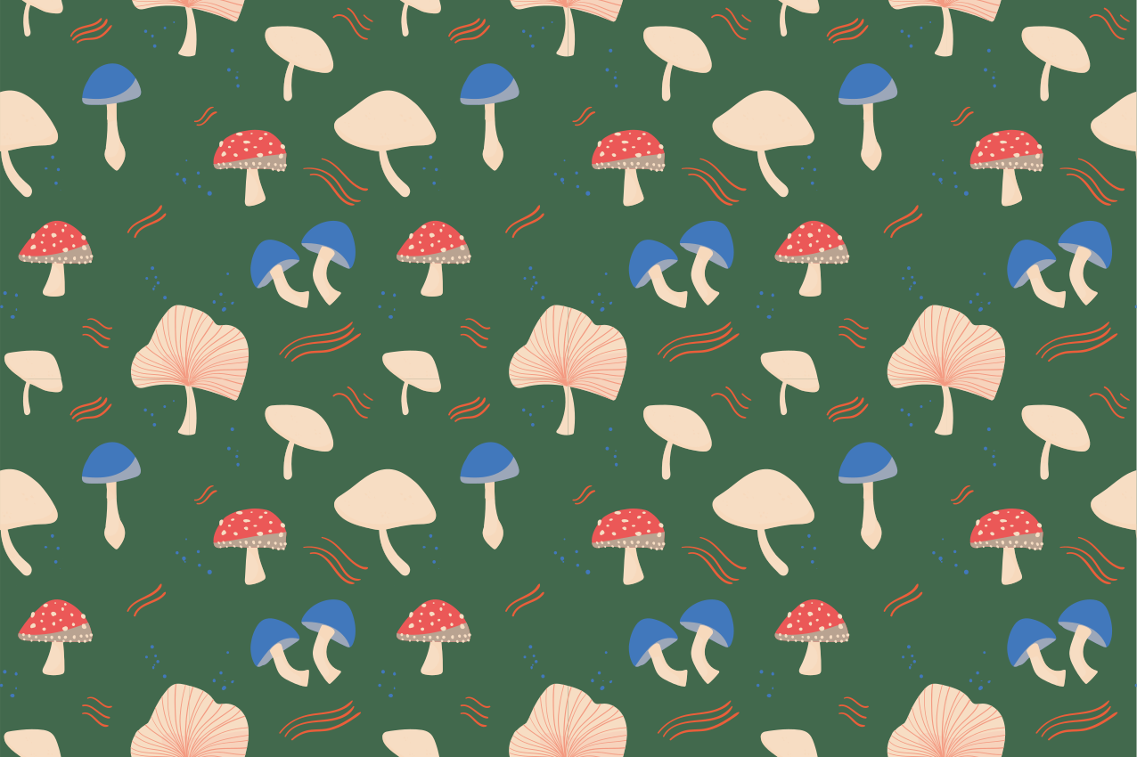 Tischsets originell mit lebhaftem pilzdesign - TenStickers