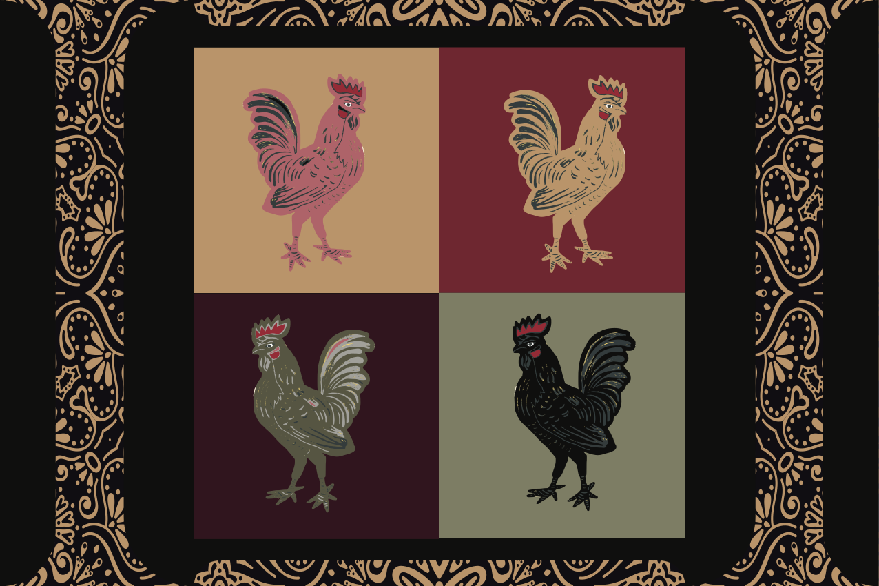 Tischsets originell mit lebhaften hühnermotiven - TenStickers