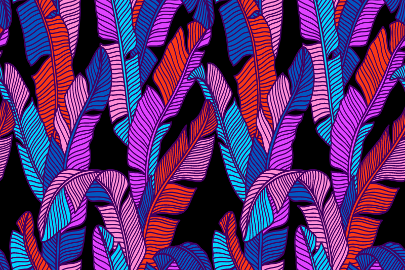 Tischset textur mit bunten blattmotiven - TenStickers