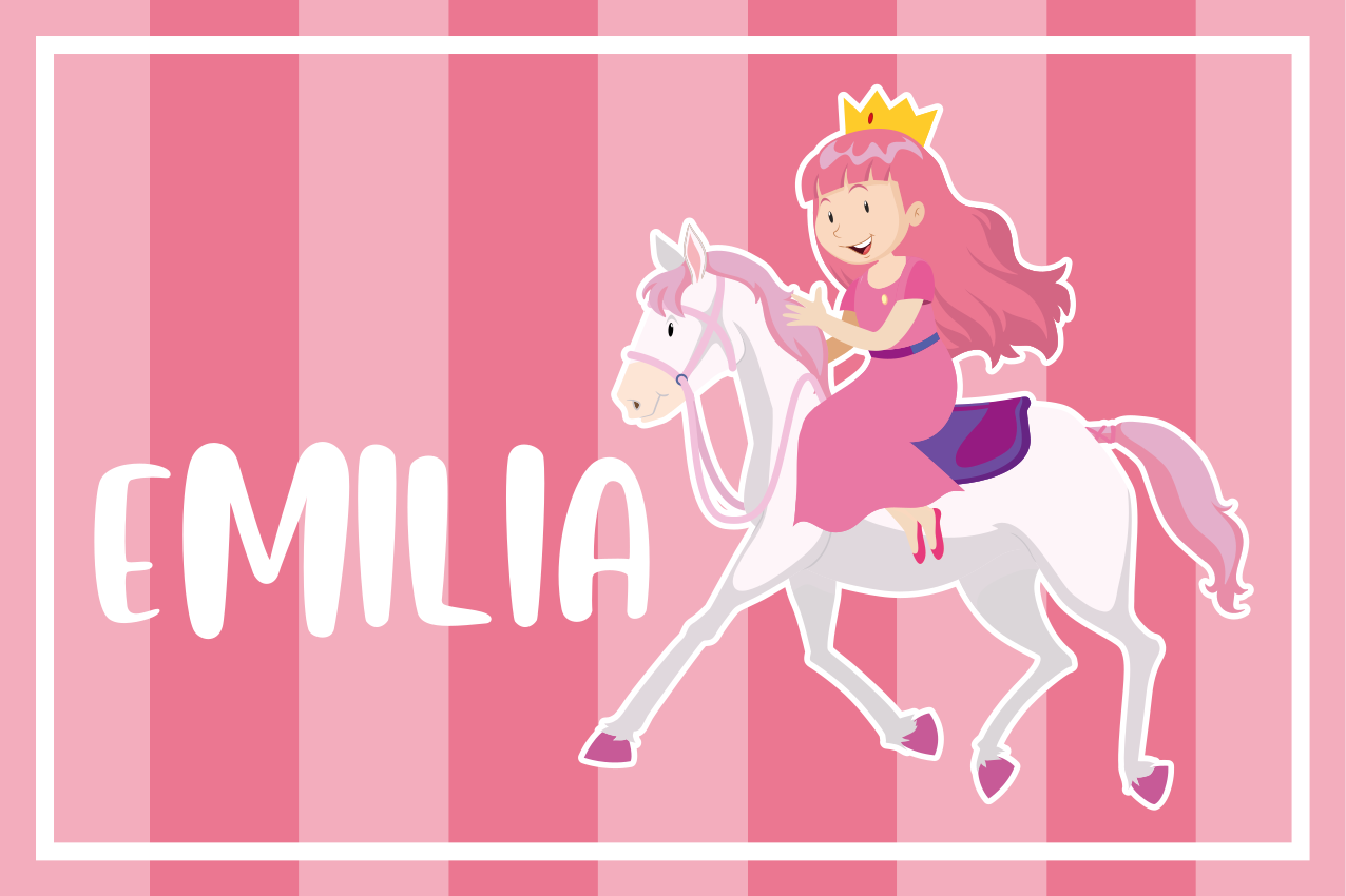 Tischset Kinder Rosa prinzessin, die ein weißes pferd reitet - TenStickers