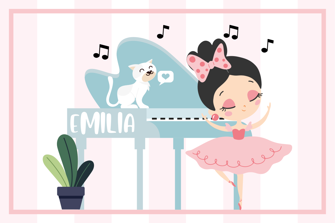 Tischset kinder mit balletttänzer figur - TenStickers