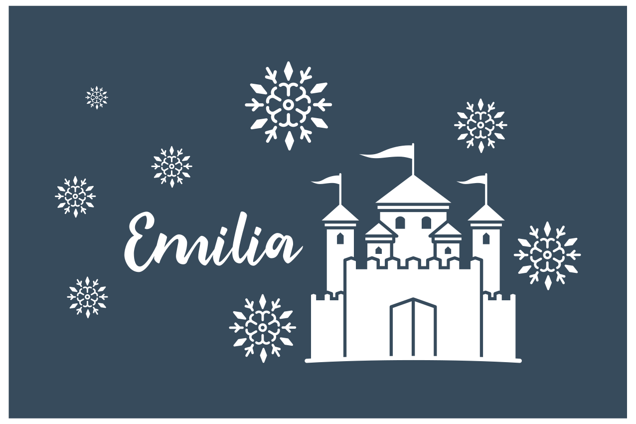 Tischset mit Namen Einfarbiges schloss mit schneeflocken - TenStickers