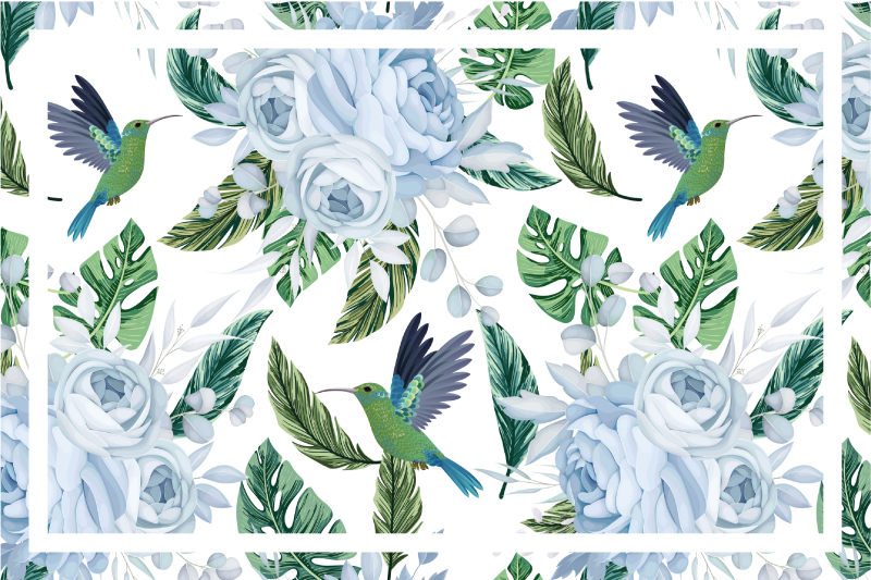 Tischset modern mit floralem kolibri-muster - TenStickers