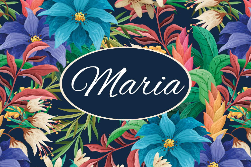 Tischset mit namen florales personalisiertes tablett - TenStickers