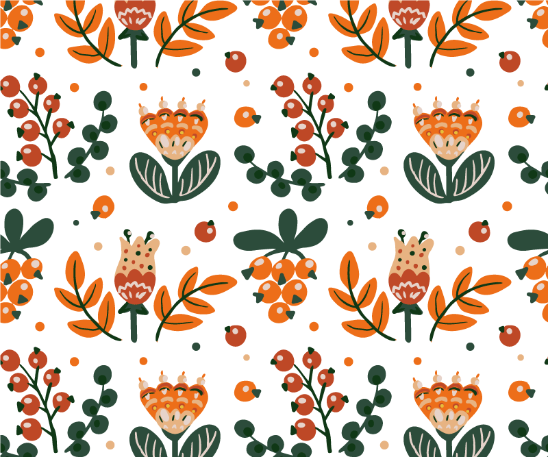 Tischsets originell Rote blumen mit beeren - TenStickers
