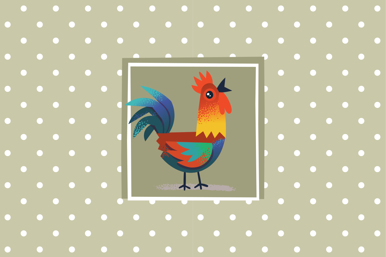 Tischset kinder mit buntem hahn-motiv - TenStickers