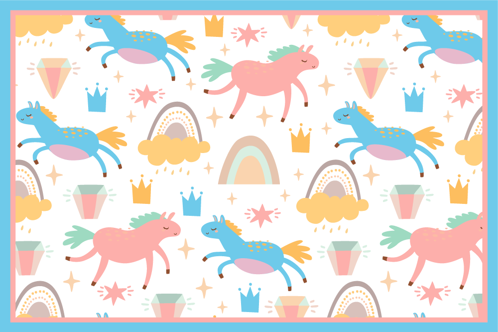 Tischset kinder bunte einhörner im galopp - TenStickers