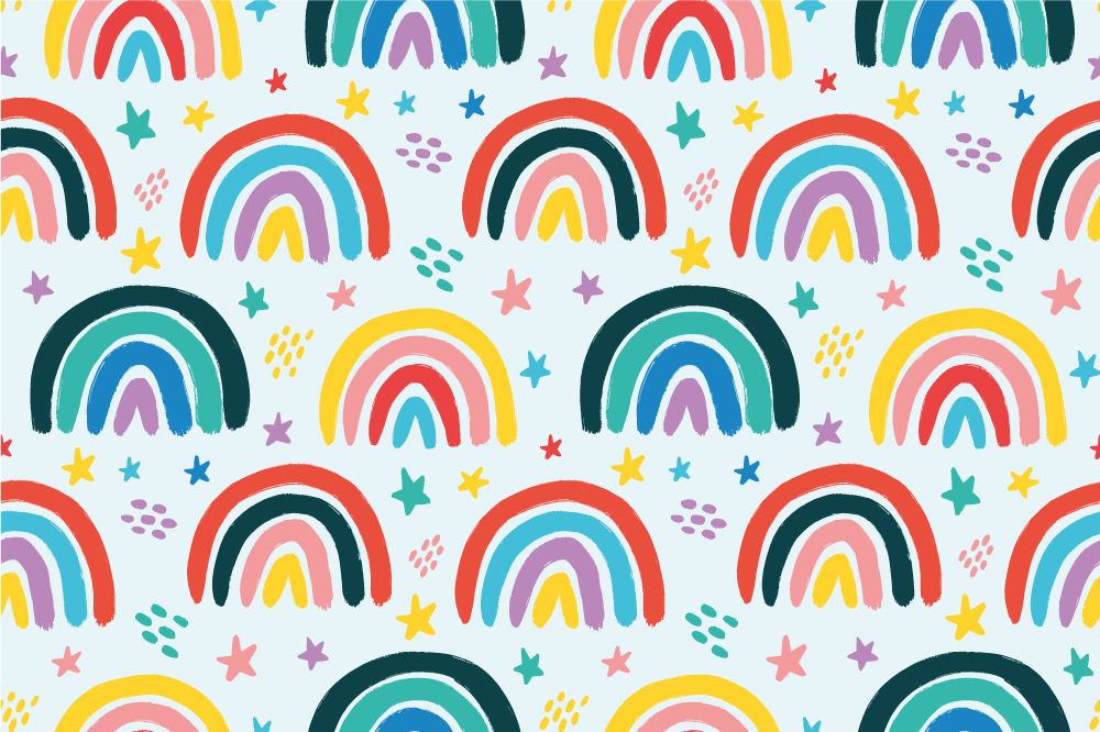 Tischset kinder mit lebhaften regenbogen-elementen - TenStickers