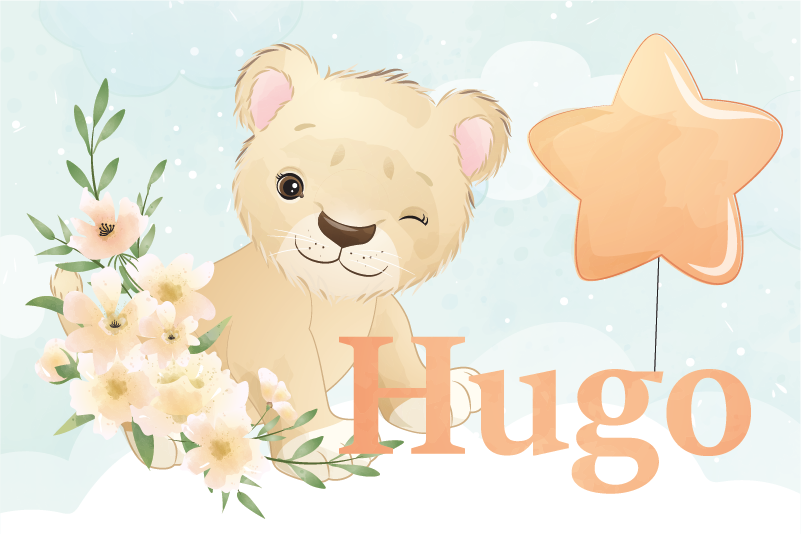 Tischset Kinder Süßer löwe für jungen mit Namen - TenStickers