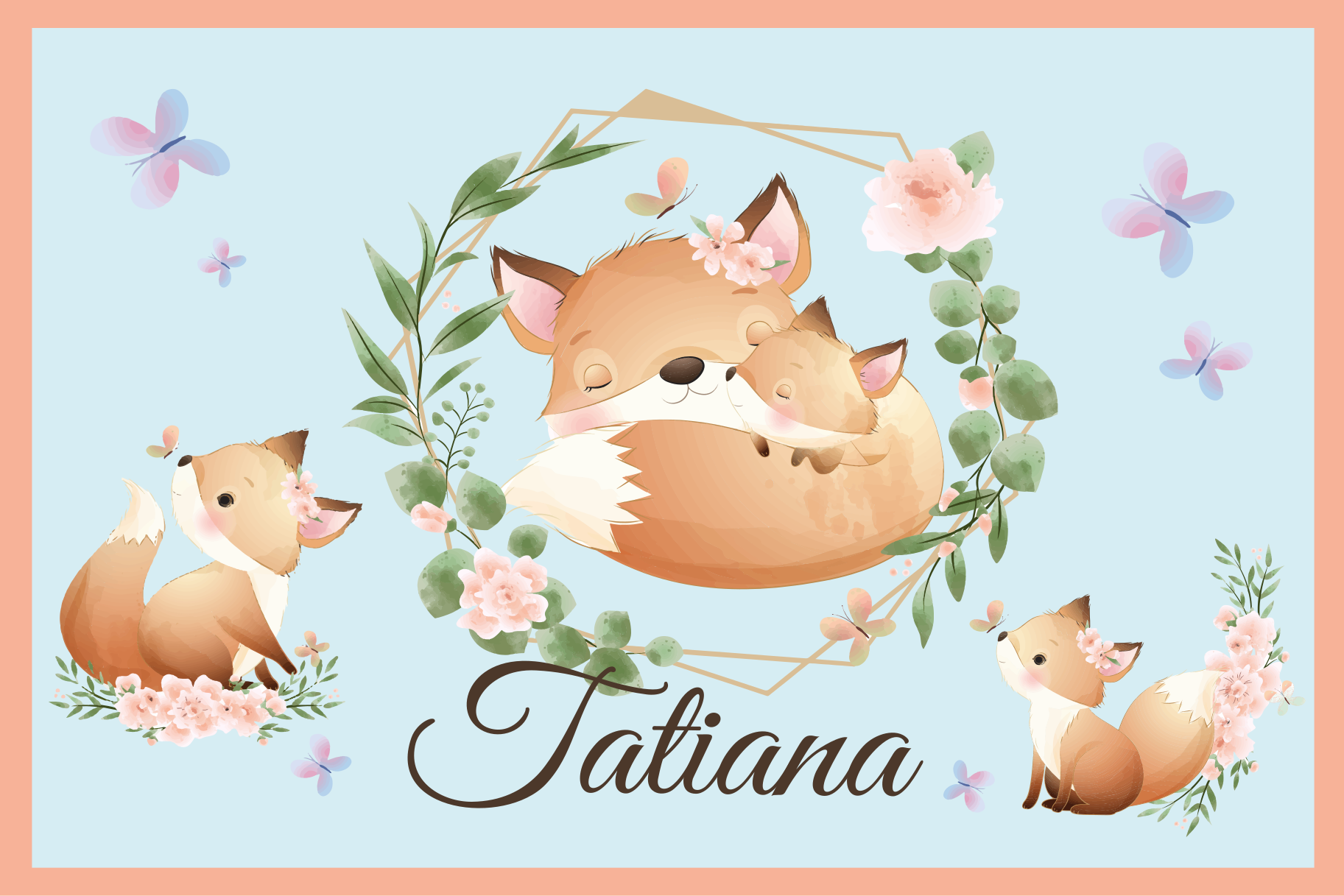 Tischset kinder fuchs familie süß - TenStickers