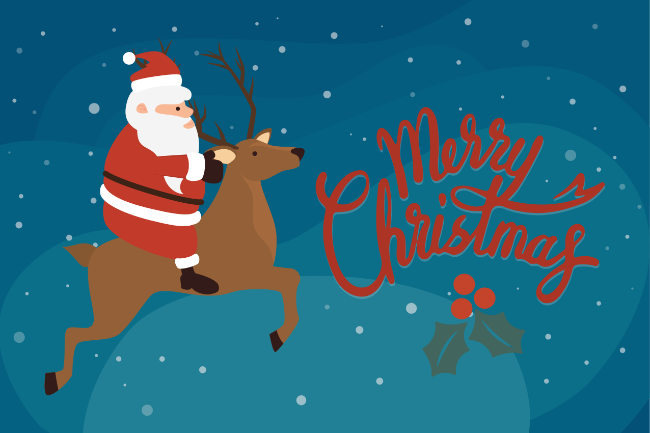 Tischset Weihnachten Weihnachtsmann mit rentier-design - TenStickers