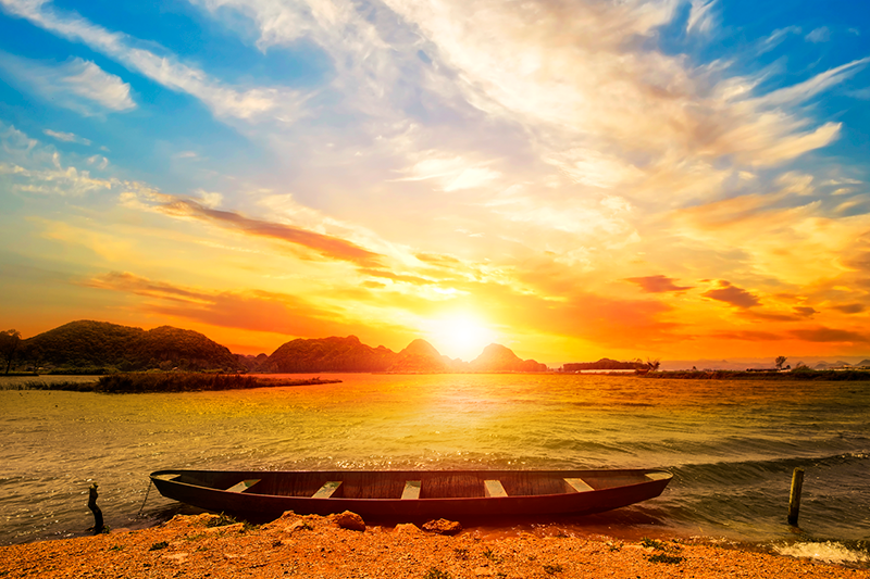 Tischset modern sonnenuntergang über dem fluss - TenStickers