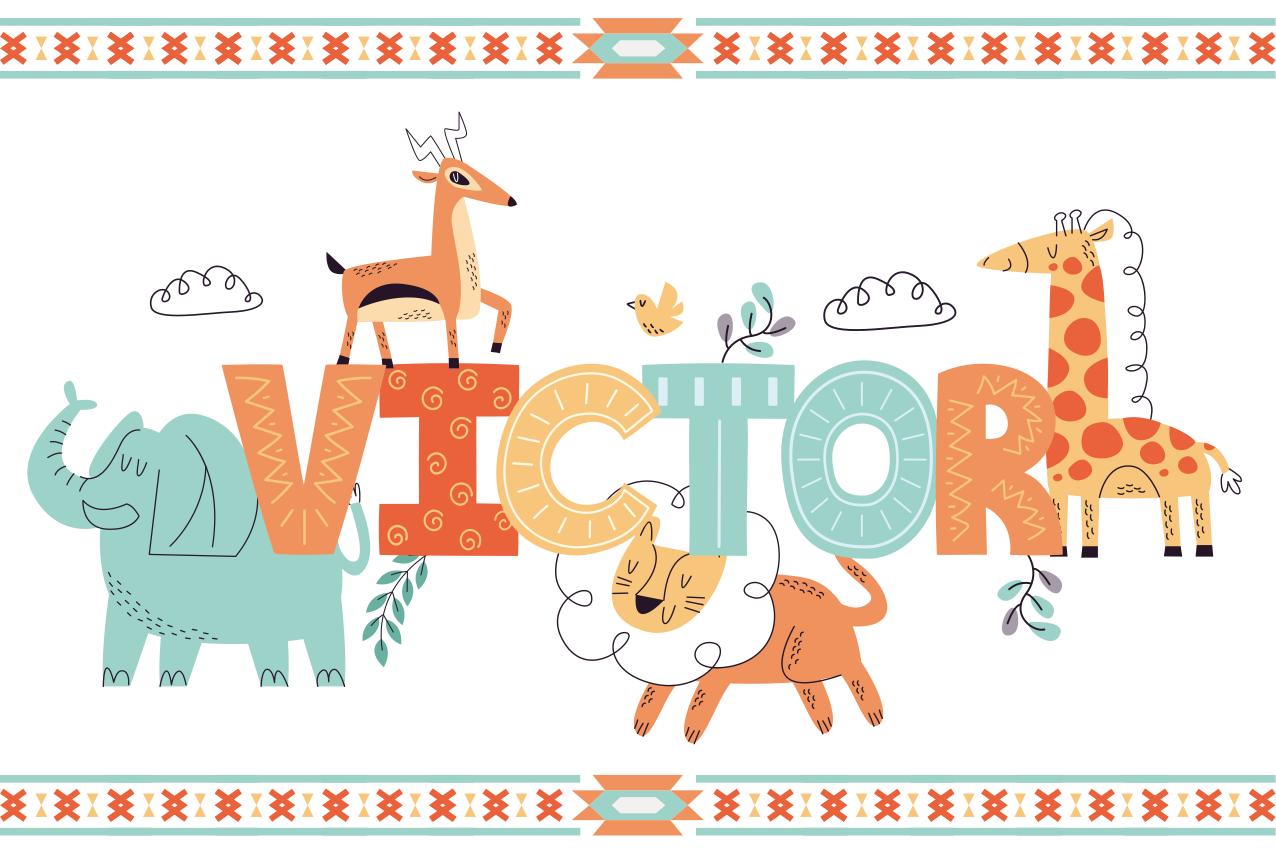 Tischset kinder mit tiernamen kunst - TenStickers