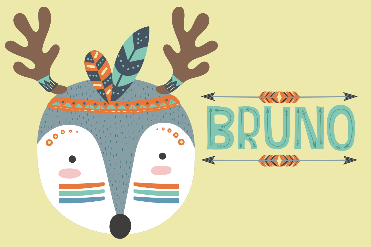 Tischset mit Namen nordischer Hirsch mit Namen - TenStickers