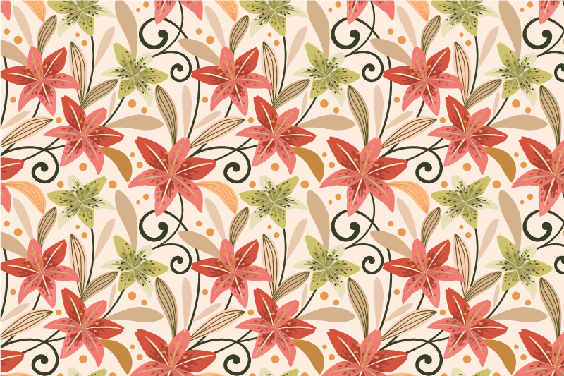 Tischsets originell Buntes vintage-lilien-blumenmuster - TenStickers