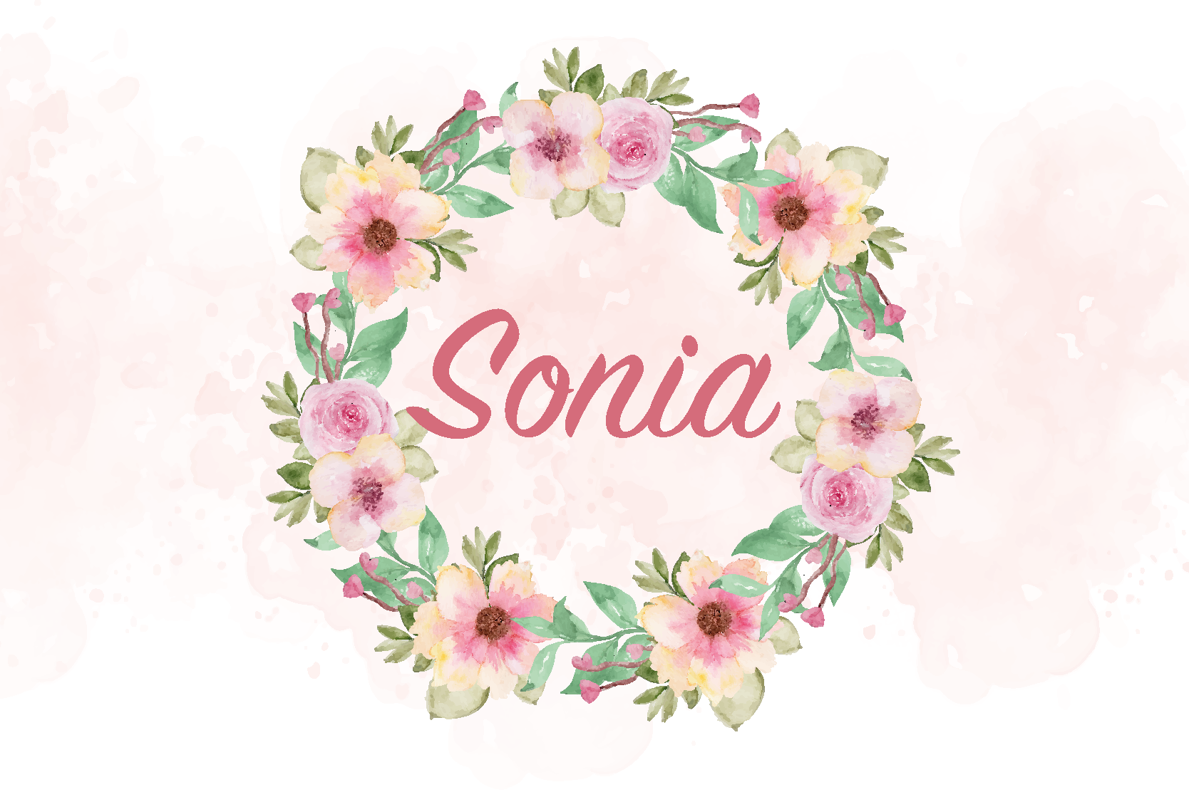 Tischset mit Namen aquarellblumen mit namen - TenStickers