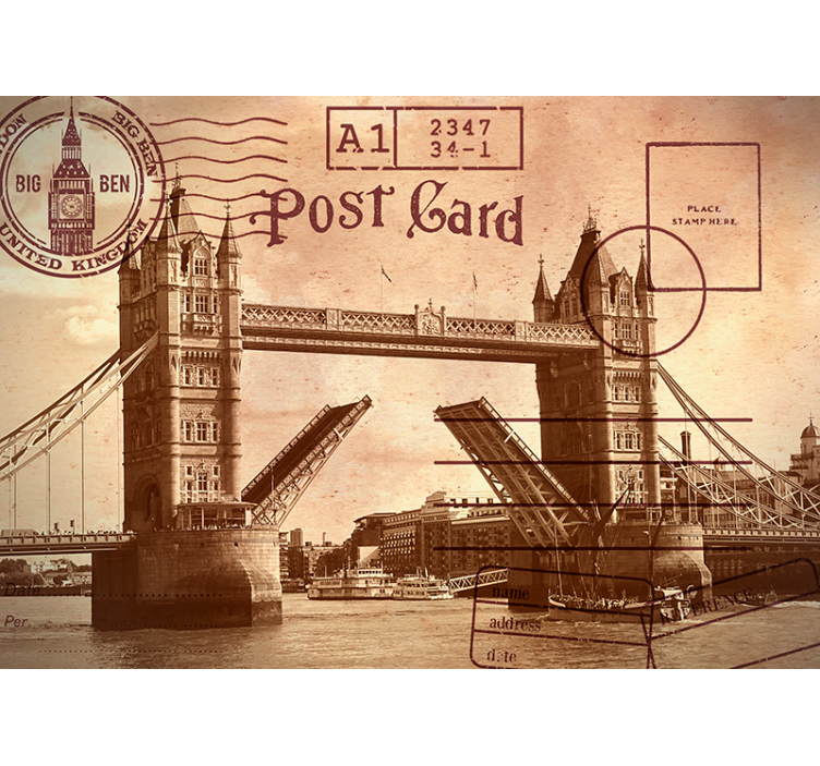 Tower Bridge Postkarte London Fototapete - TenStickers