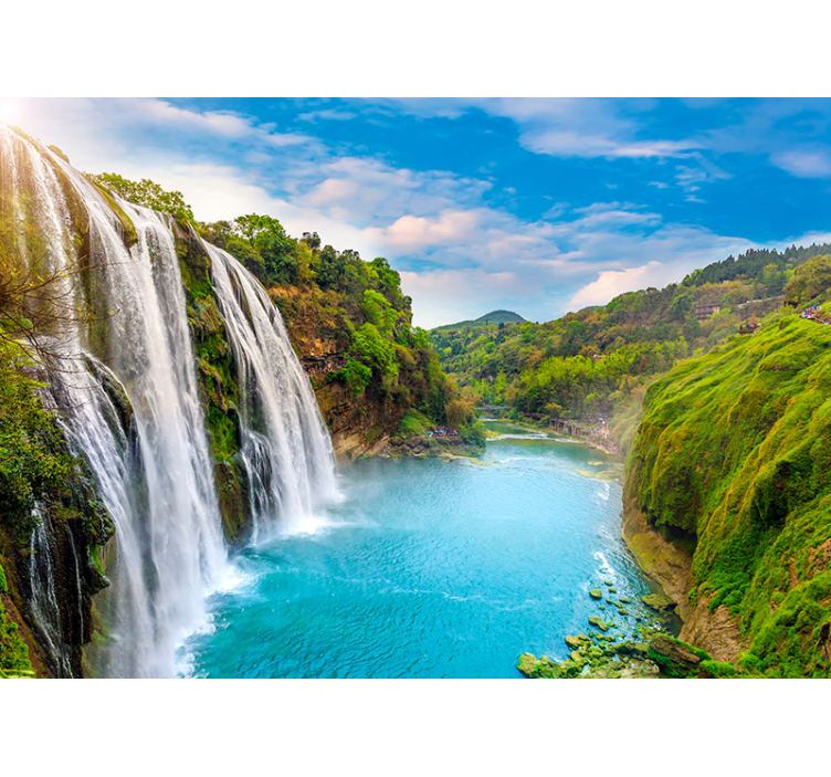 Fluss wasserfall Fototapete - TenStickers