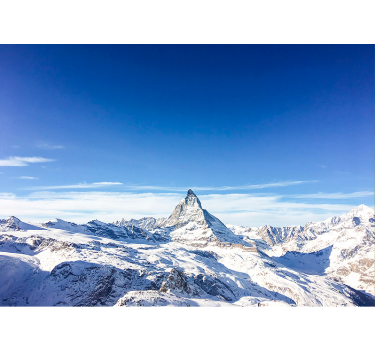 Matterhorn Berg im Winter blaue Fototapete - TenStickers