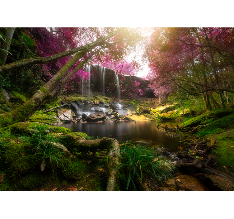 Wilder Dschungel mit Wasserfall Wald Fototapete - TenStickers