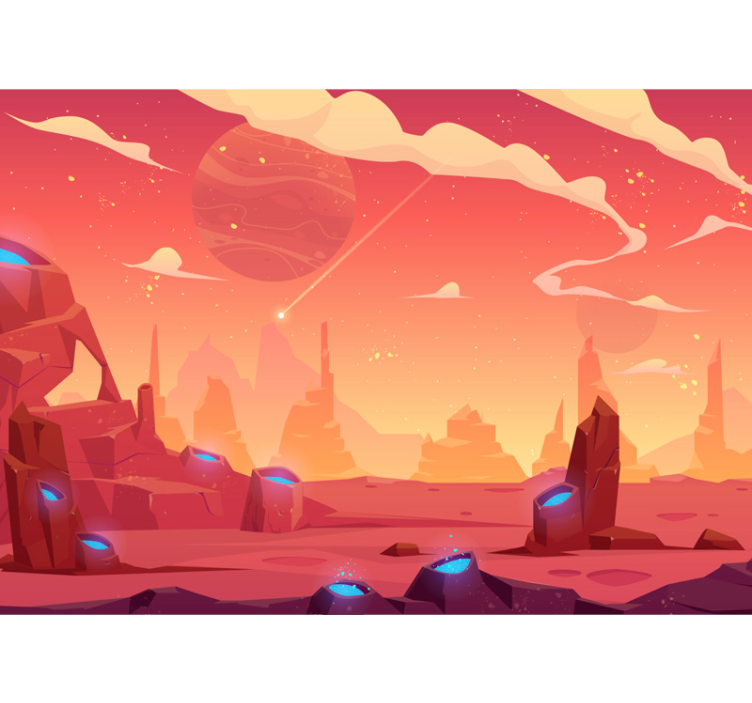 Besuch im weltraum kinderwandtapete - TenStickers