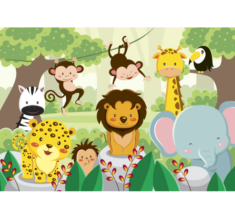 Wilde tiere im dschungel kinder wandbilder - TenStickers