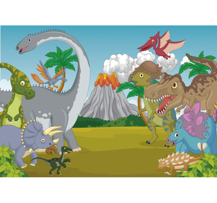 Vulkan Dinosaurier Kinder Wandtapete - TenStickers