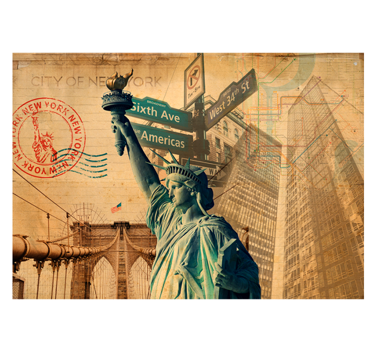 Fototapete New York vintage freiheitscollage - TenStickers