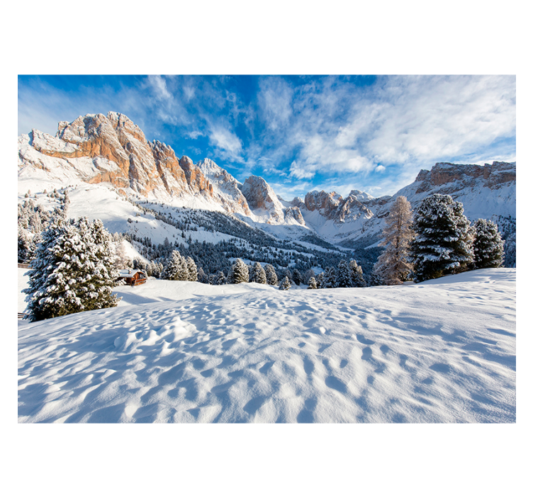 Schneebedeckte Berglandschaft Fototapete - TenStickers