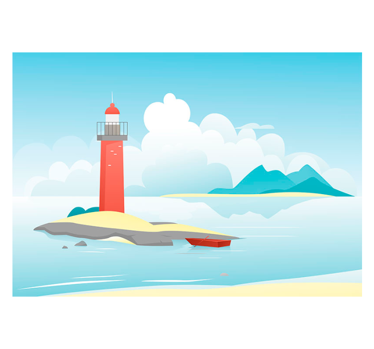 Fototapete landschaft leuchtturm unter wolken - TenStickers