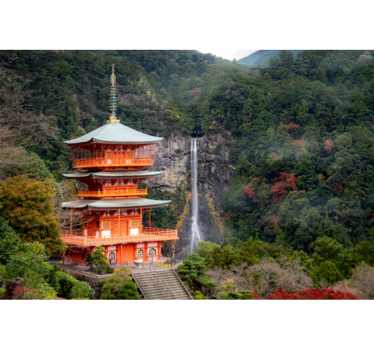 Fototapete Landschaft historische japanische pagode - TenStickers