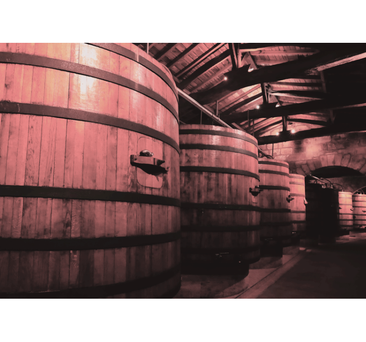 Fototapete stein mit holzfass lagerung - TenStickers