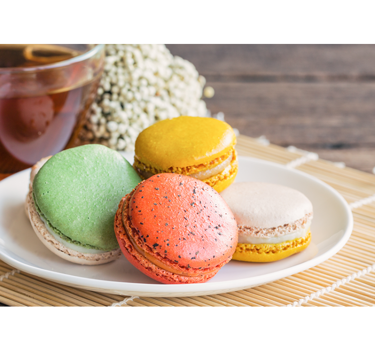 Fototapete Spruch bunte macarons erfreuen - TenStickers