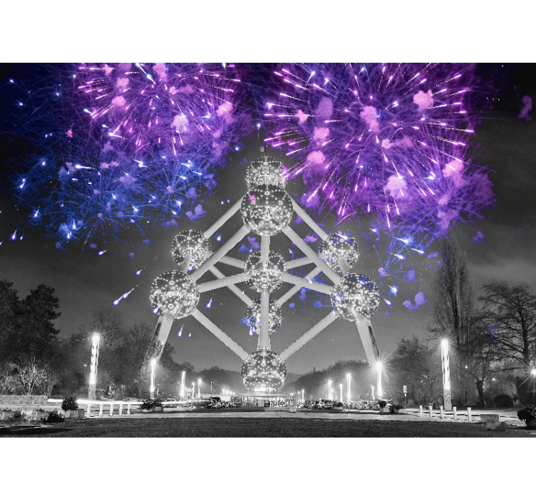 Fototapete Städte atomium-feuerwerk - TenStickers