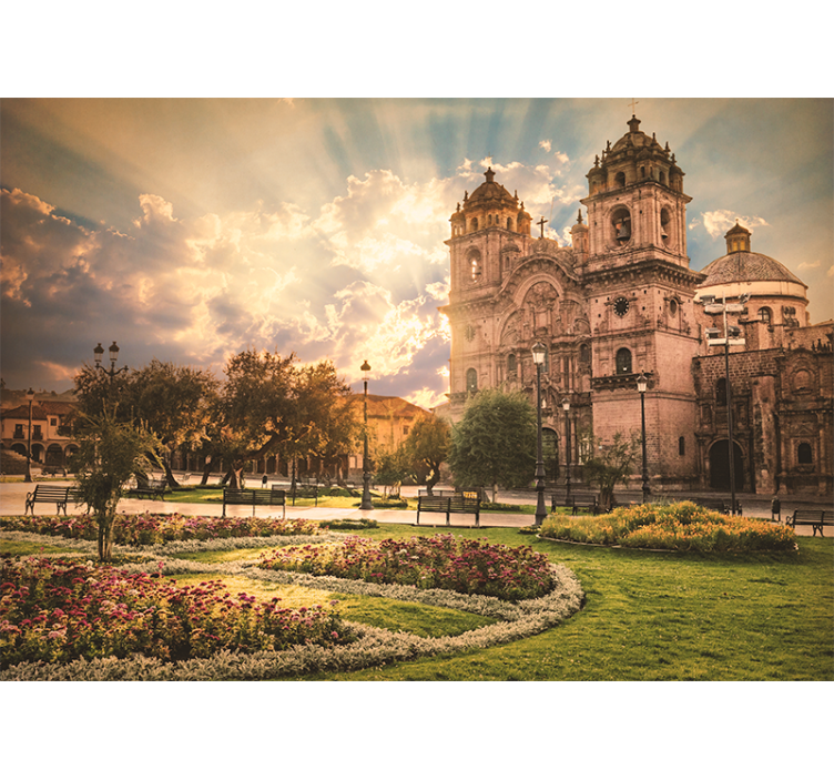 Fototapete städte cusco kathedrale bei sonnenuntergang - TenStickers