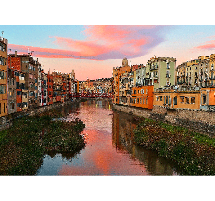 Fototapete städte girona fluss sonnenuntergang - TenStickers