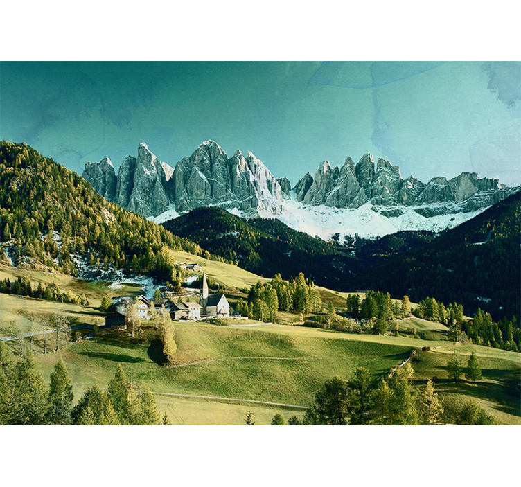 Fototapete landschaft bergdorf landschaft - TenStickers