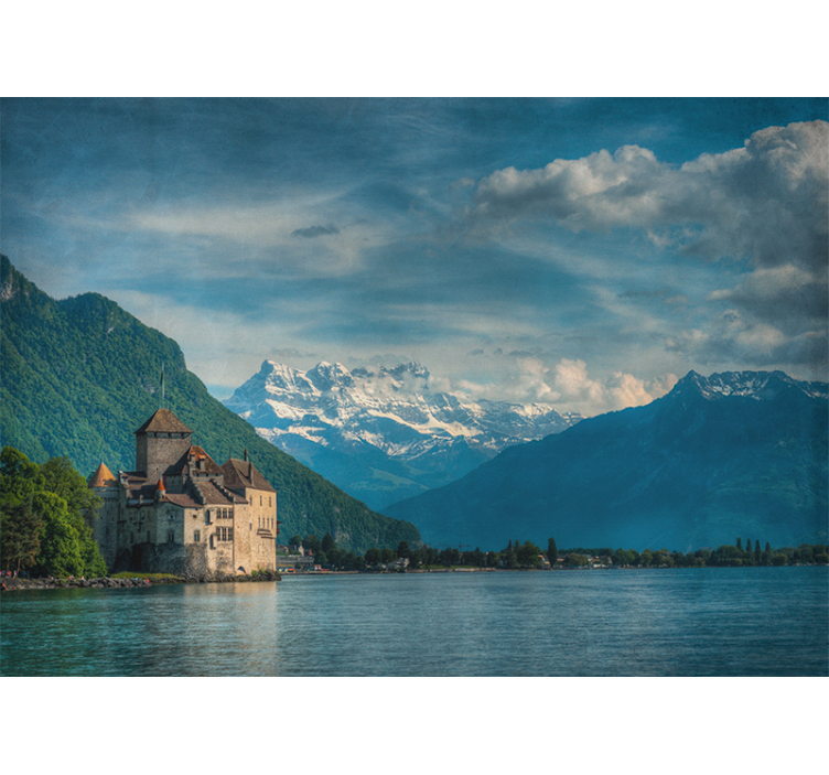 Fototapete landschaft bergiges schloss panorama - TenStickers