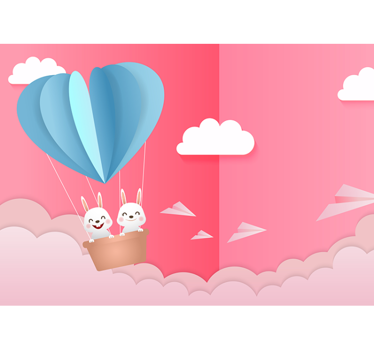 Fototapete liebe luftballons und hasen - TenStickers