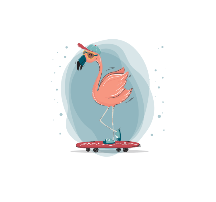 Fototapete tiere flamingo skateboard spaß - TenStickers