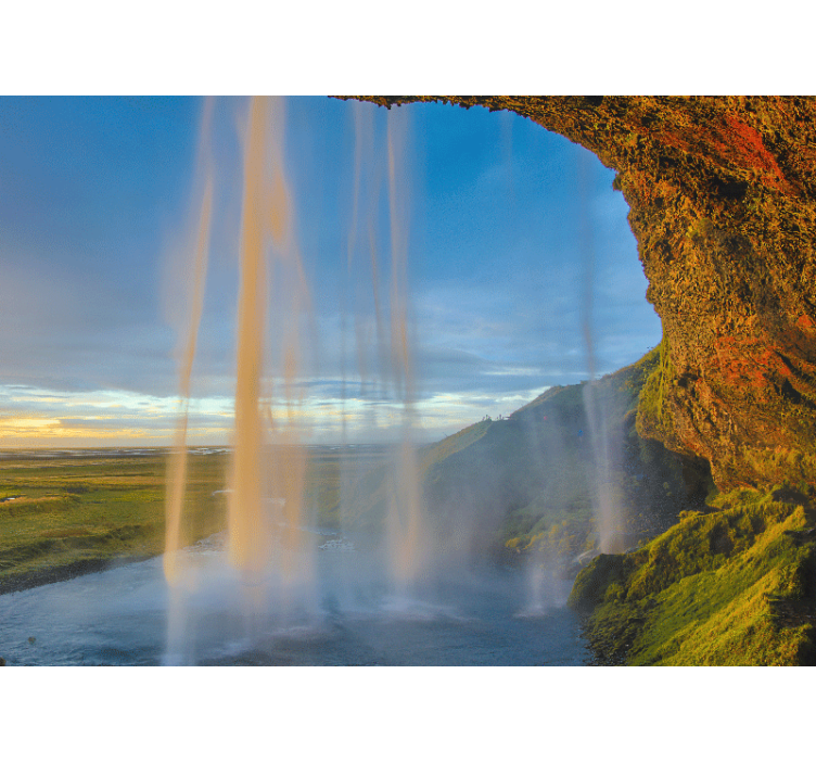 Fototapete Wasserfall Wasserfall landschaft island - TenStickers