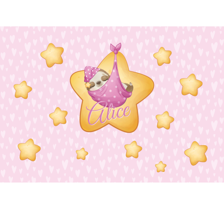 Fototapete Babyzimmer Süßes faultier für mädchen mit Namen - TenStickers