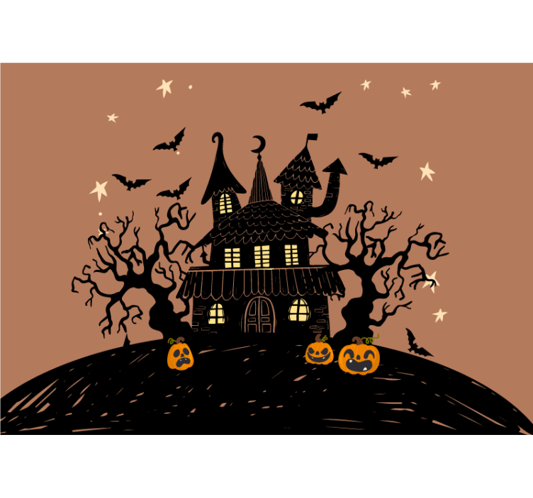 Halloween fototapete gespenstisches kürbis schloss - TenStickers
