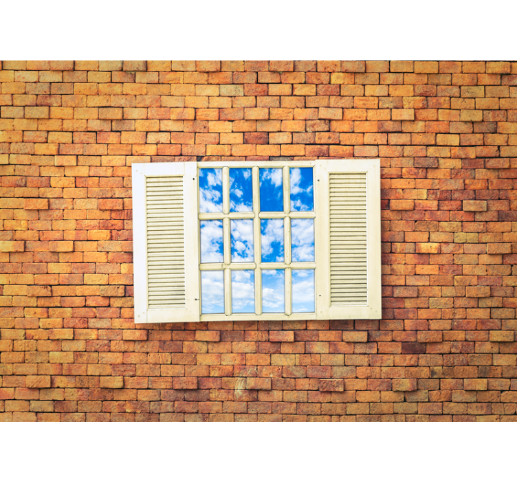 Fototapete stein mit blick aus dem offenen fenster - TenStickers