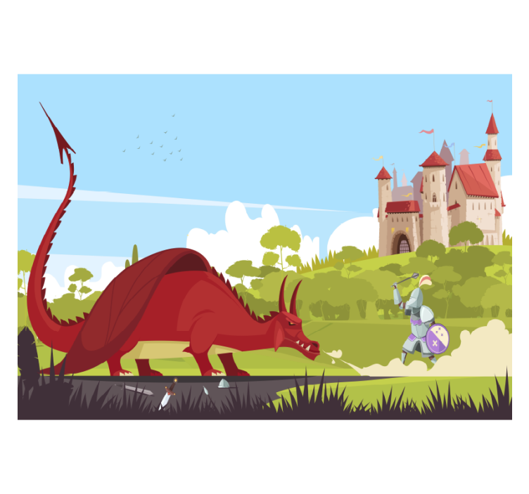 Fototapete Kinderzimmer Drache und ritter - TenStickers