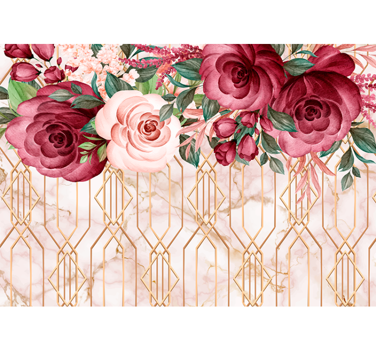 Fototapete Blumen rose geometrische fusion - TenStickers