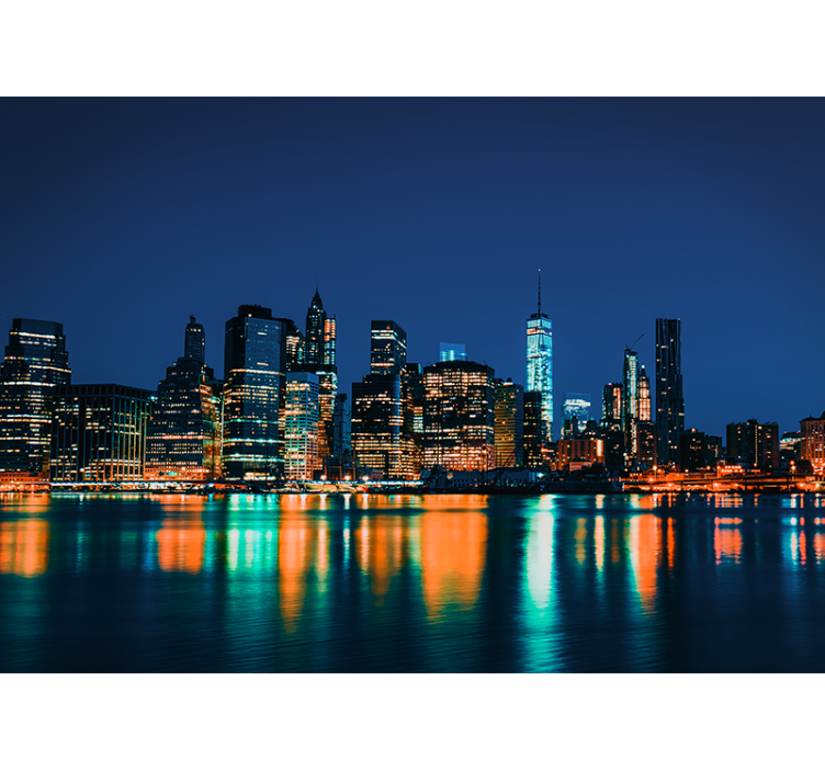 Fototapete new york skyline bei nacht - TenStickers