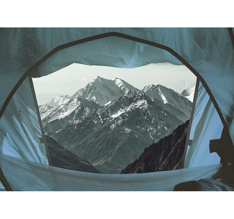 Fototapete 3D Fenster großer berg auf karpfen - TenStickers